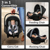 R For Rabbit Picaboo Sportz – 3-In-1 Convertible Carry Cot, Rocker & Feeding Chair - Grey Black