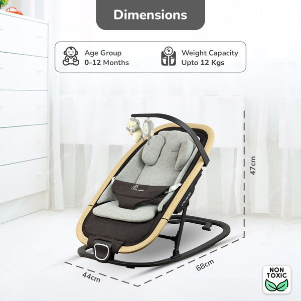 R For Rabbit Rock N Nap Bliss Sleeper & Rocker - Grey Black