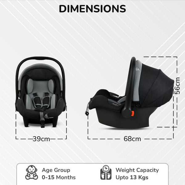 R For Rabbit Picaboo Sportz – 3-In-1 Convertible Carry Cot, Rocker & Feeding Chair - Grey Black