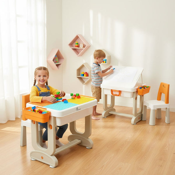 R for Rabbit Little Genius Learner 4-in-1 Study Table Set 3–7 Years Grey Multi