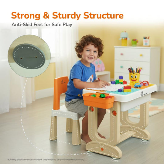 R for Rabbit Little Genius Learner 4-in-1 Study Table Set 3–7 Years Grey Multi