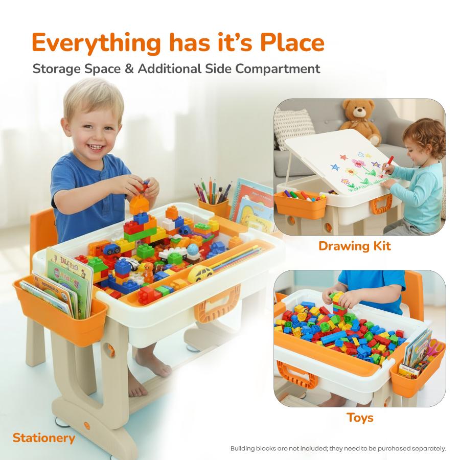 R for Rabbit Little Genius Learner 4-in-1 Study Table Set 3–7 Years Grey Multi