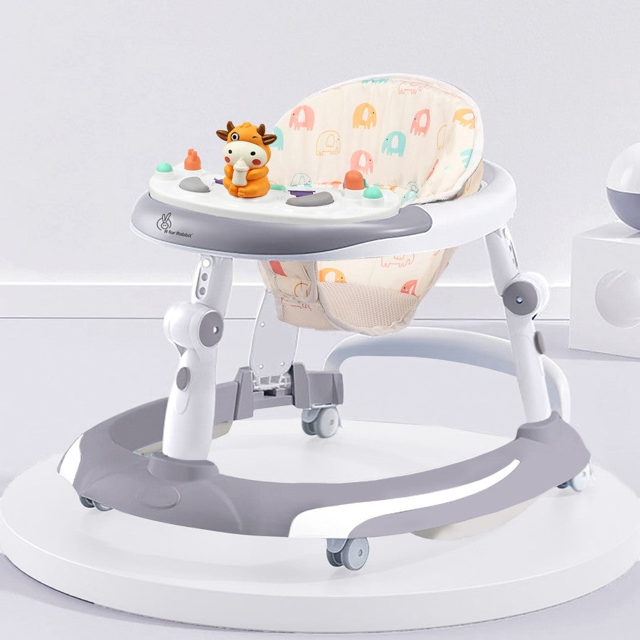 R For Rabbit Little Feet Plus Walker - Detachable Toy Music & Light Grey White
