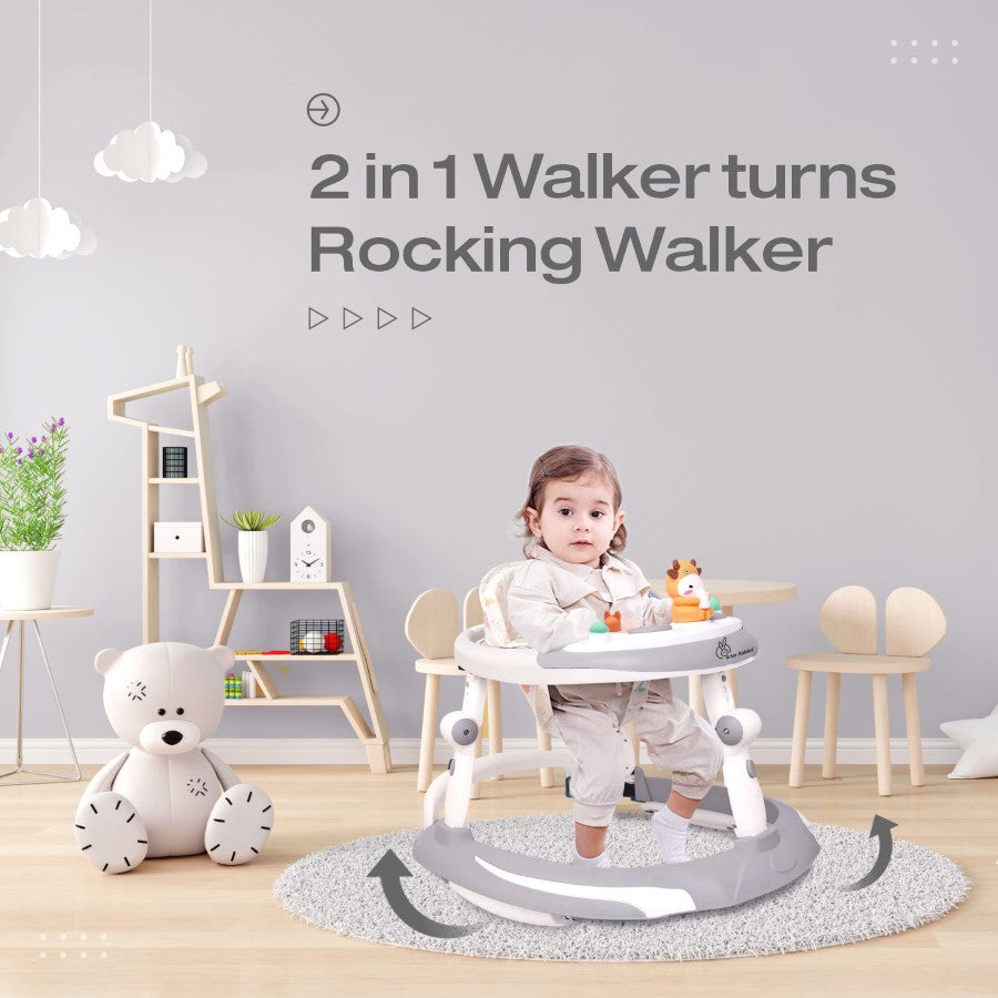 R For Rabbit Little Feet Plus Walker - Detachable Toy Music & Light Grey White