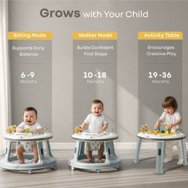 R For Rabbit Little Feet Hopper Baby Walker - Grey White