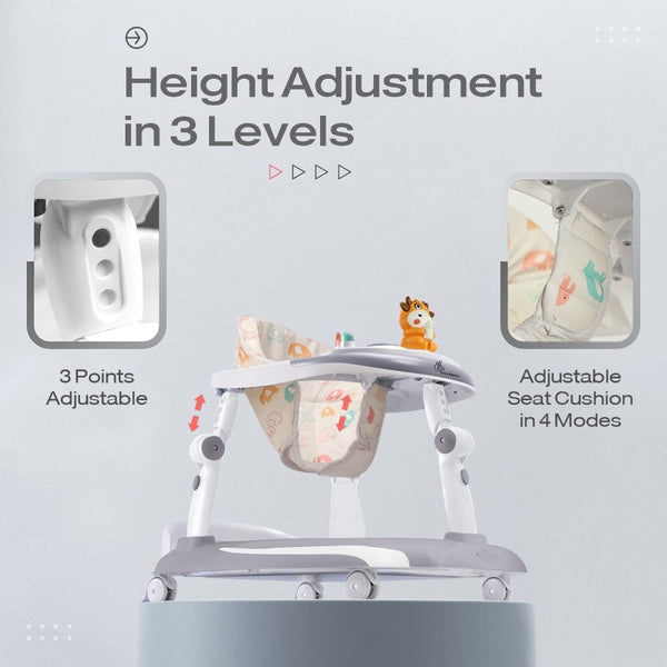 R For Rabbit Little Feet Plus Walker - Detachable Toy Music & Light Grey White