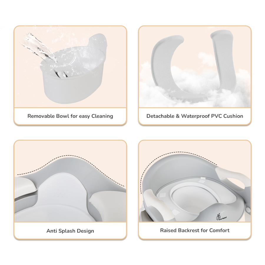R For Rabbit Hilltop Step Stool and Potty Seat 2 in 1 Grey White