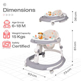R For Rabbit Little Feet Plus Walker - Detachable Toy Music & Light Grey White