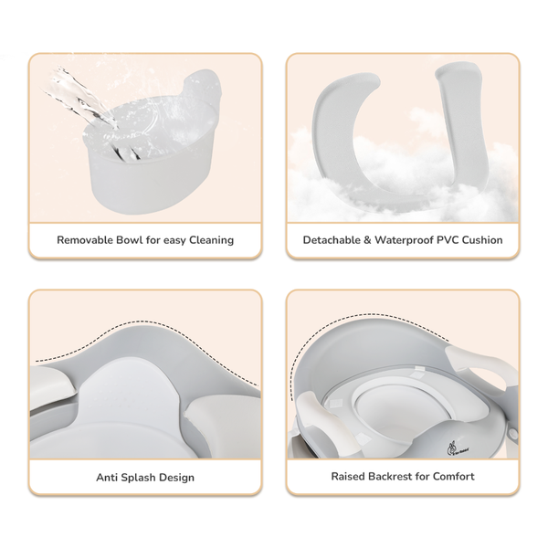 R For Rabbit Hilltop Step Stool and Potty Seat 2 in 1 Grey White