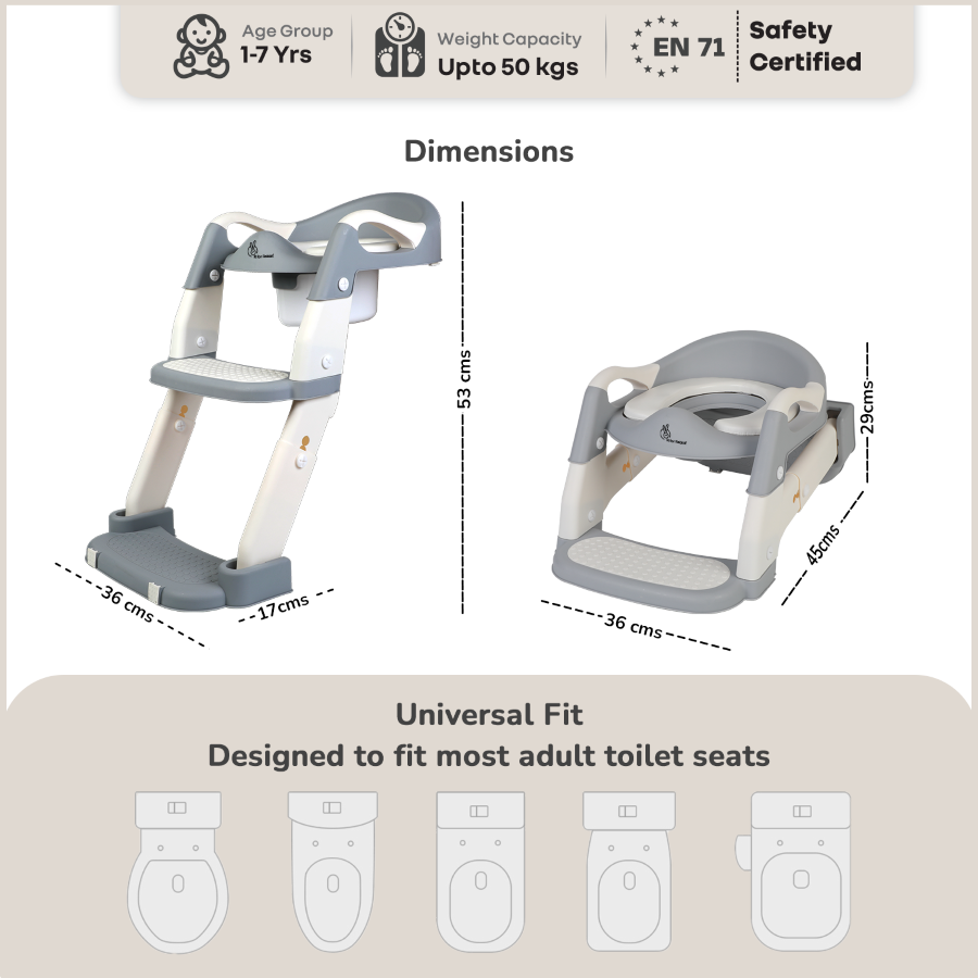 R For Rabbit Hilltop Step Stool and Potty Seat 2 in 1 Grey White