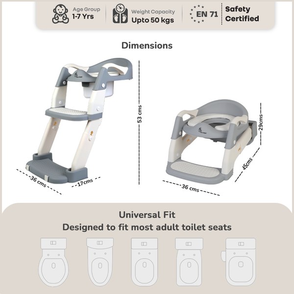 R For Rabbit Hilltop Step Stool and Potty Seat 2 in 1 Grey White
