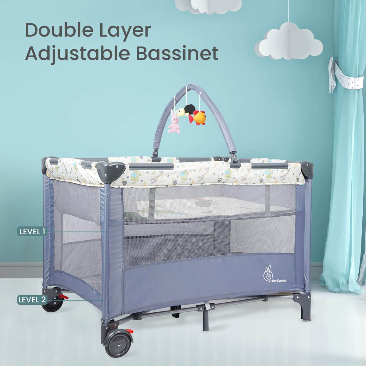 R For Rabbit Cot Hide And Seek Elite Grey
