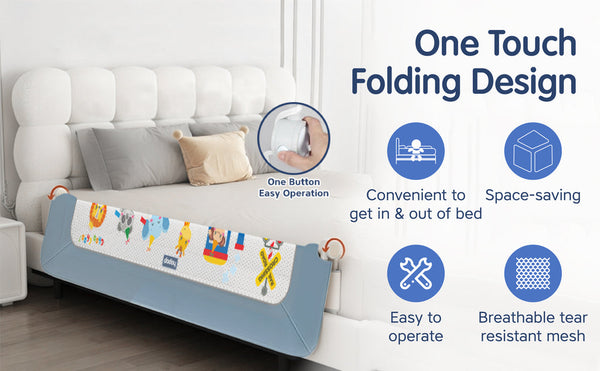 Hopop Secure Sleep Baby Bed Rail Guard - BLUE