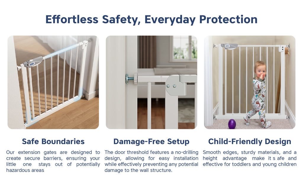 Hopop Baby Safety Gate Two-Way Auto-Close 75x85cm White