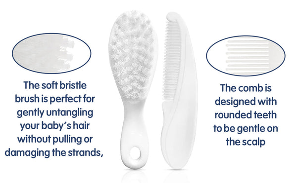 Hopop Soft Bristle Comb & Brush Set - Pink