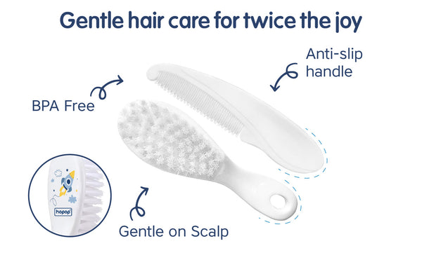 Hopop Soft Bristle Comb & Brush Set - Pink