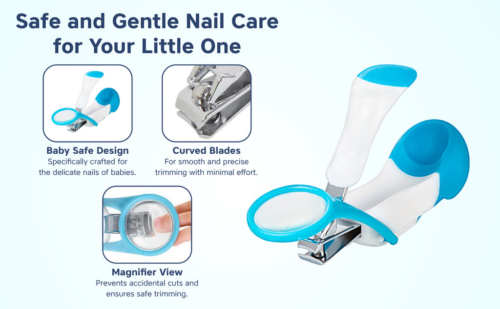 Hopop Baby Nail Clipper with Magnifying Zoom Lens Newborn+ – Blue