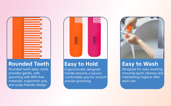 Hopop Rounded Teeth Edge Easy Grip Baby Hair Comb – Gentle & Safe