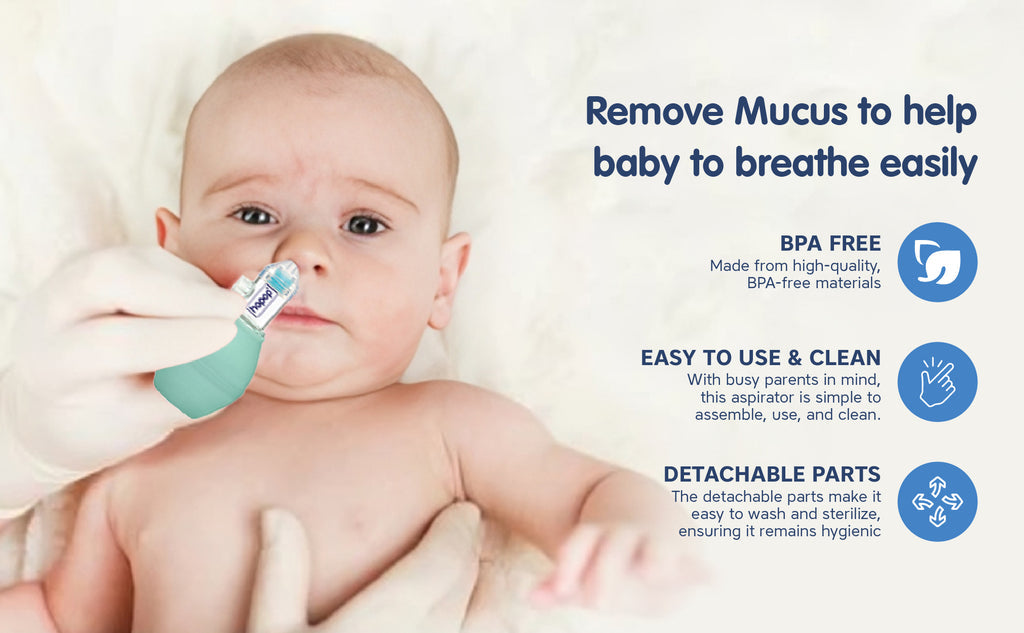 Hopop Anti-Reflux Baby Nose Cleaner Gentle & Safe Nasal Aspirator Blue