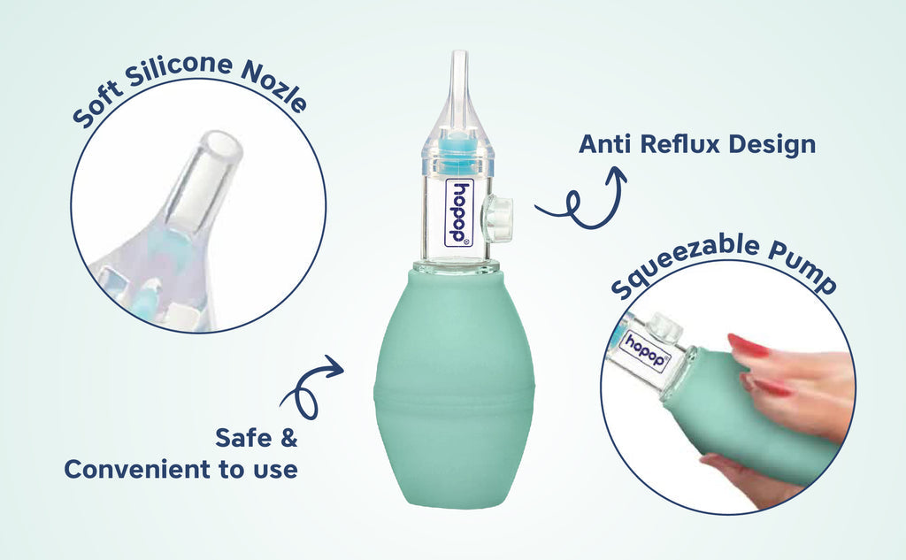 Hopop Anti-Reflux Baby Nose Cleaner Gentle & Safe Nasal Aspirator Blue