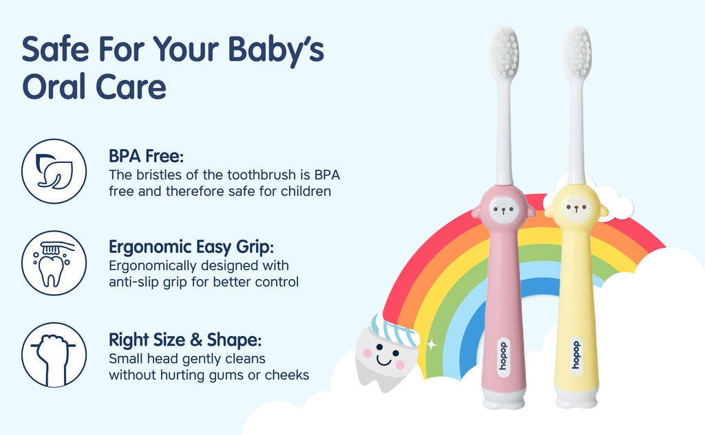 Hopop Soft Baby Toothbrush (6–36 Months) - Yellow