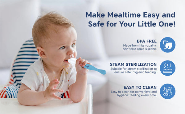 Hopop Silicone Baby Self-Feeding Spoons – Pack of 2 ( ASHORTED )