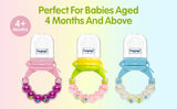 Hopop Baby Food & Fruit Nibbler with Rattle Handle Green & Pink