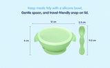 Hopop Silicone Bowl & Spoon with Suction Base & Snap-On Lid Grey