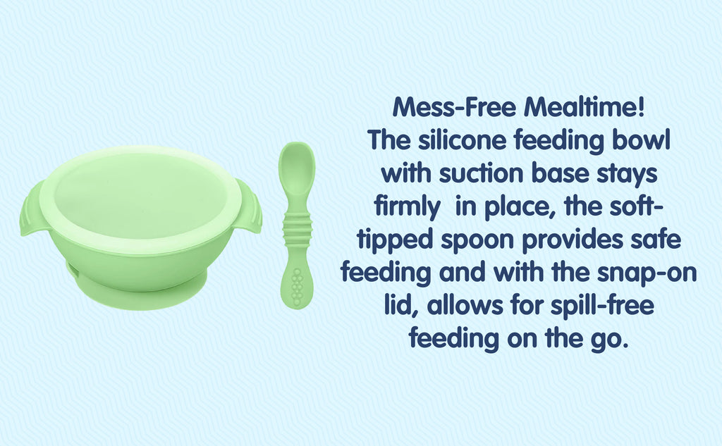 Hopop Silicone Bowl & Spoon with Suction Base Grey 6M+