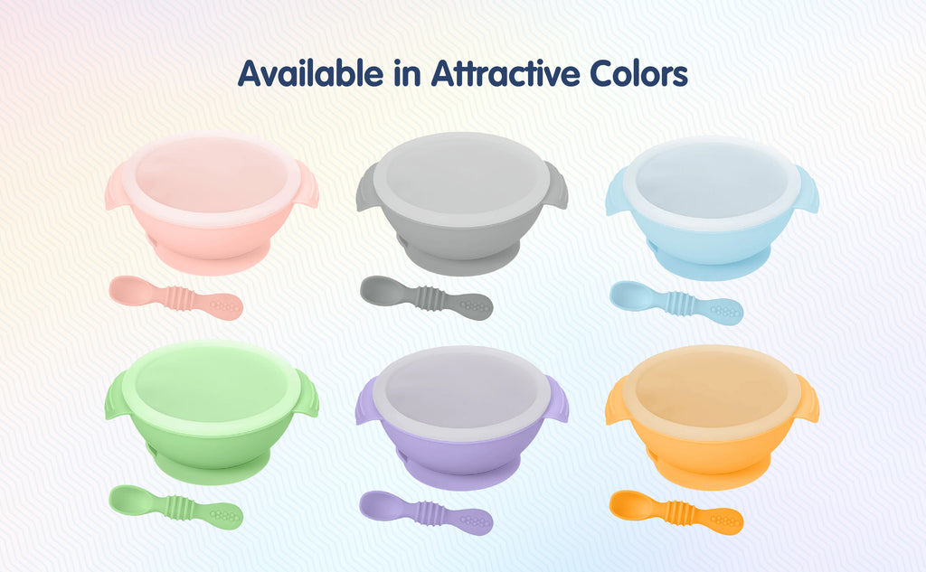 Hopop Silicone Bowl & Spoon with Suction Base Grey 6M+