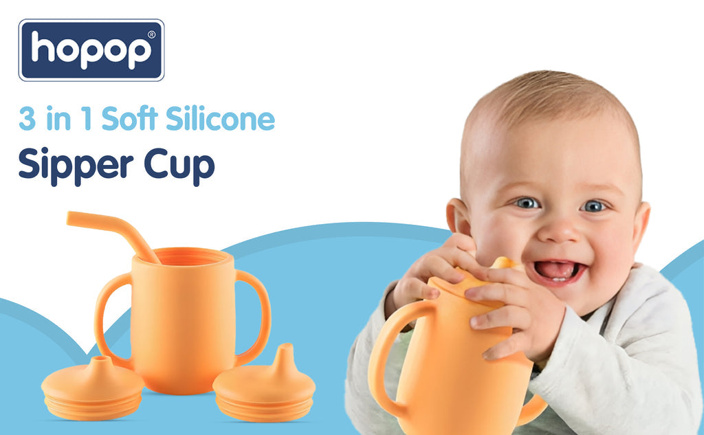 Hopop 3-in-1 Sipper Cup with Spout & Straw 210 ml Grey