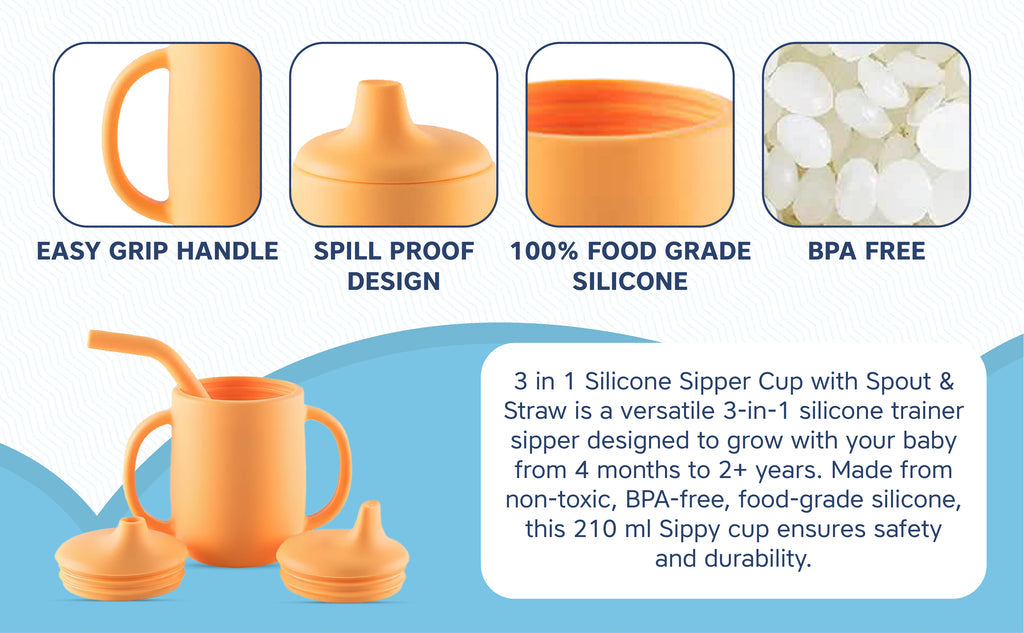 Hopop 3-in-1 Sipper Cup with Spout & Straw 210 ml Grey