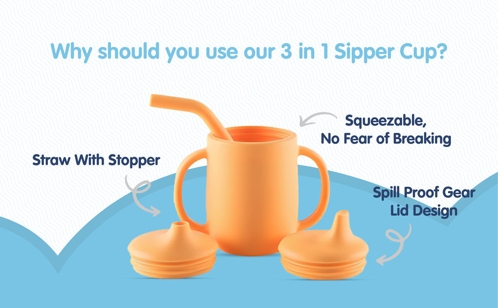 Hopop 3-in-1 Sipper Cup with Spout & Straw 210 ml Grey