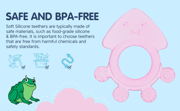 Hopop Easy Grip Silicone Teether for Teething Gums Pack of 2 Assorted