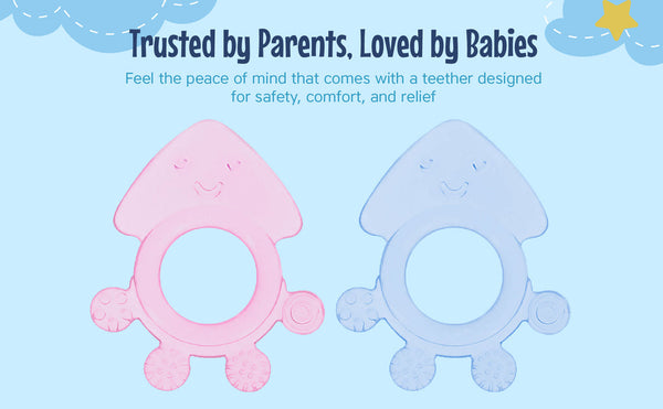 Hopop Easy Grip Silicone Teether for Teething Gums Pack of 2 Assorted
