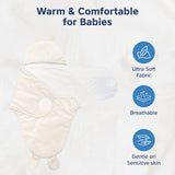 Hopop Soft Fleece Hooded Baby Wrapper Blanket - 0–6 Months - Beige