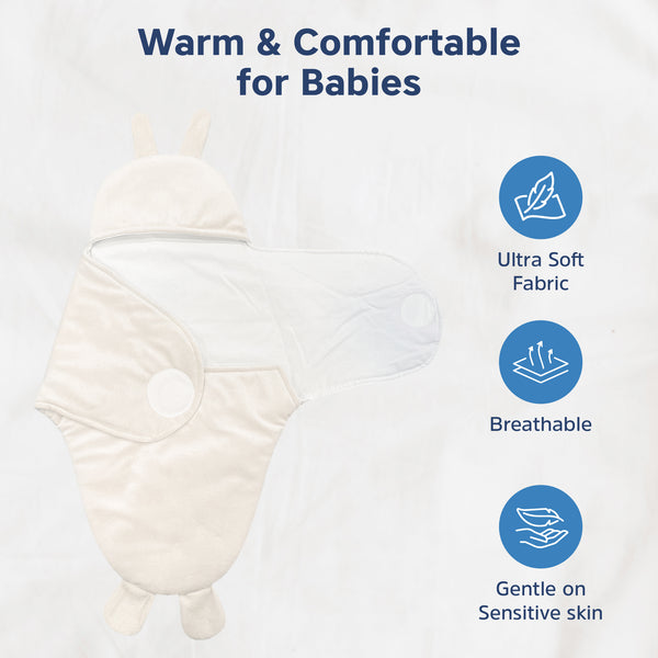 Hopop Baby Soft Fleece Hooded Wrapper Blanket - BIEGE