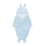 Hopop Soft Fleece Hooded Baby Wrapper Blanket - 0–6 Months - Blue
