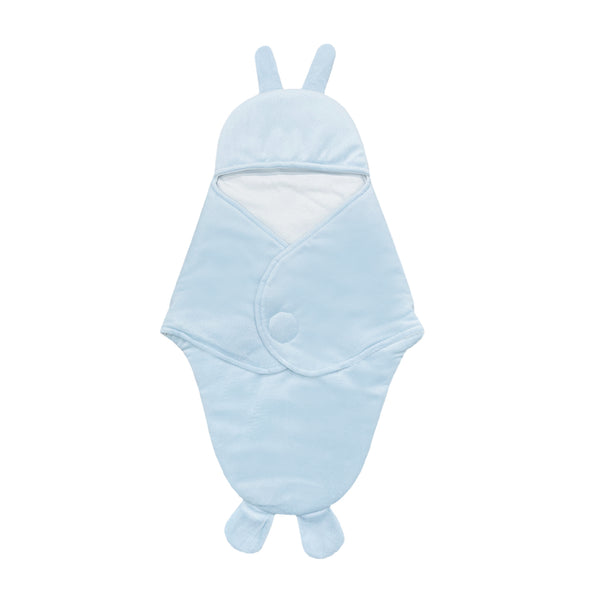 Hopop Soft Fleece Hooded Baby Wrapper Blanket - 0–6 Months - Blue