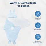 Hopop Soft Fleece Hooded Baby Wrapper Blanket - 0–6 Months - Blue
