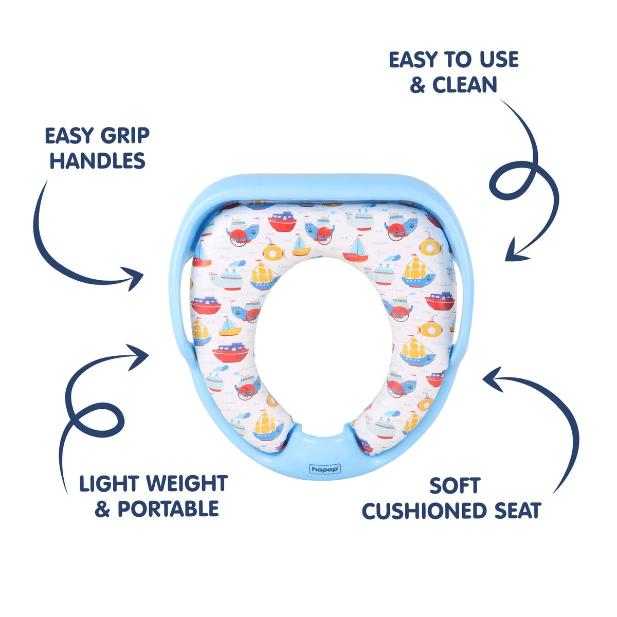 Hopop Cushioned Baby Toilet Training Seat with Handles - Ship