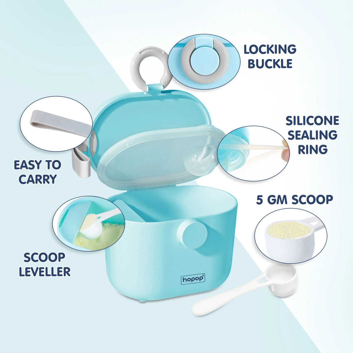 Hopop Milk Powder & Multi-Purpose Food Container 170 ml Blue