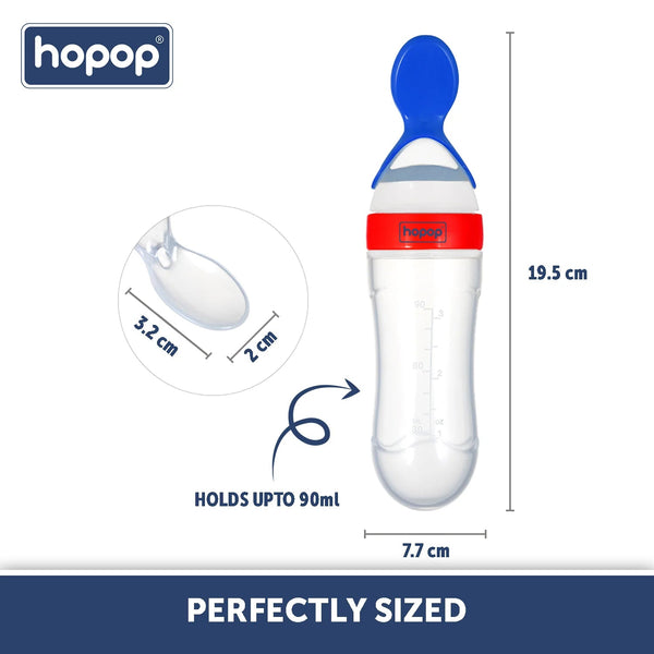 Hopop Soft Squeezy Silicone Spoon Food Feeder - Red