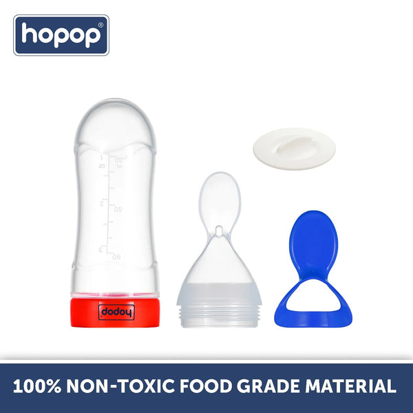 Hopop Soft Squeezy Silicone Spoon Food Feeder - Red