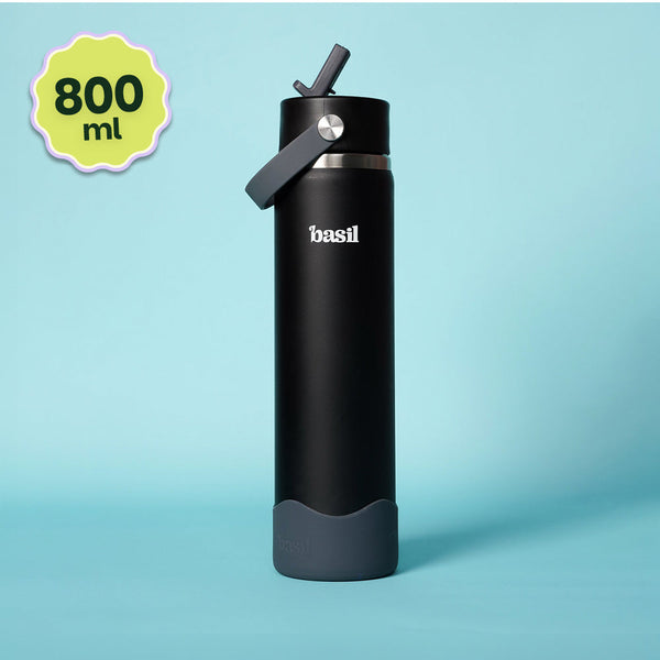 Basil HydraFizz Insulated Sipper Bottle 800ml 12Y+ β Classic Black