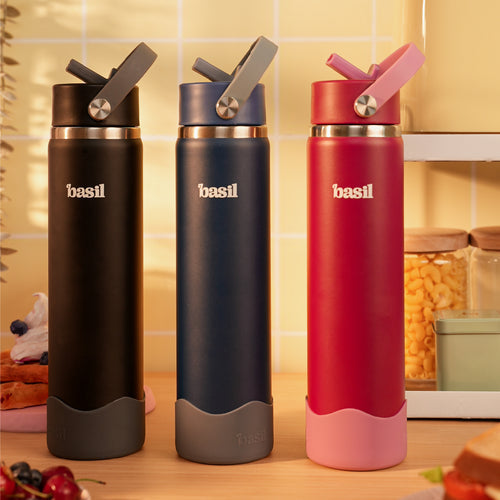 Basil HydraFizz Insulated Sipper Bottle 800ml 12Y+ β Classic Black