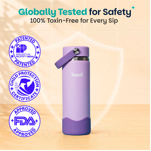 Basil HydraRush Insulated Water Bottle 600ml 7–12Y – Classic Lilac