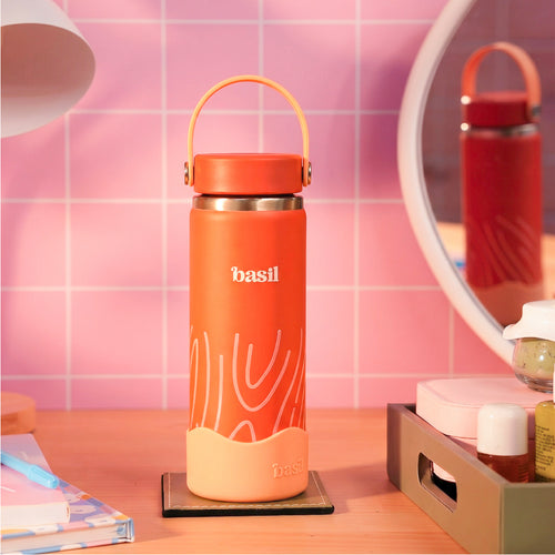 Basil HydraRush Insulated Water Bottle 600ml 7–12Y – Coral Swirl