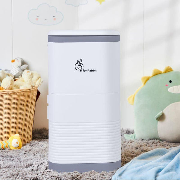 R For Rabbit Hygo Bin Portable Diaper Bin One Size Grey White