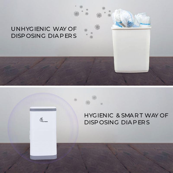 R For Rabbit Hygo Bin Portable Diaper Bin One Size Grey White